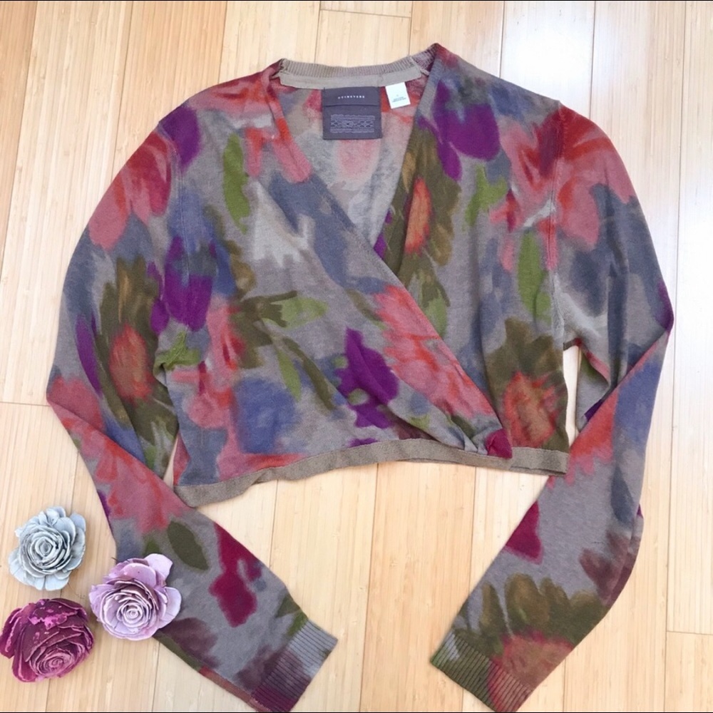 Anthropologie GUINEVERE Watercolor Wrap Sweater